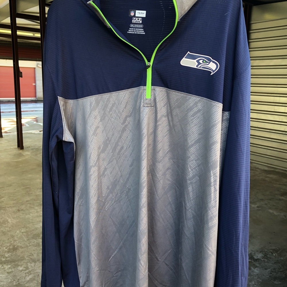 NFL Team Apparel Seattle Seahawks Mens 1/4 Zip Pullover Jacket TX3 Cool Size 2XL - Picture 7 of 12